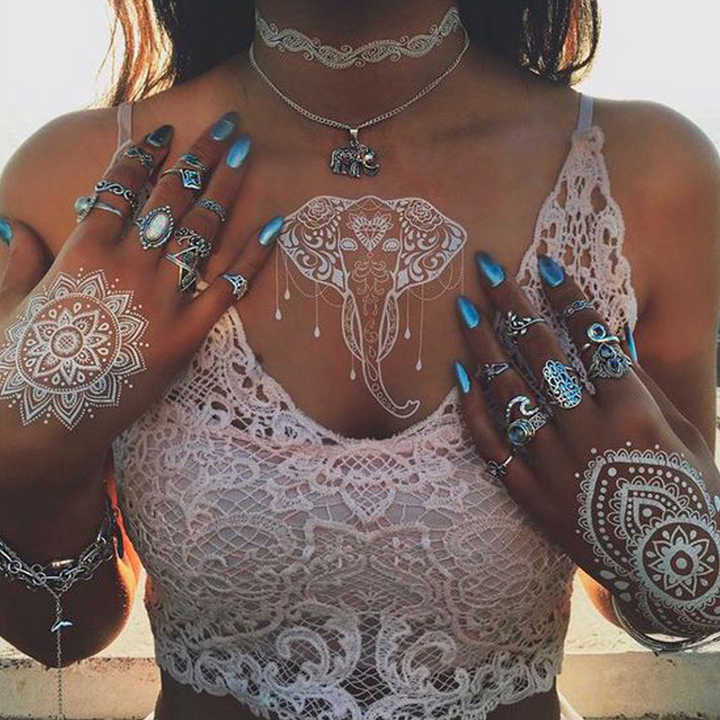 Boho Faketattoos in Weiss